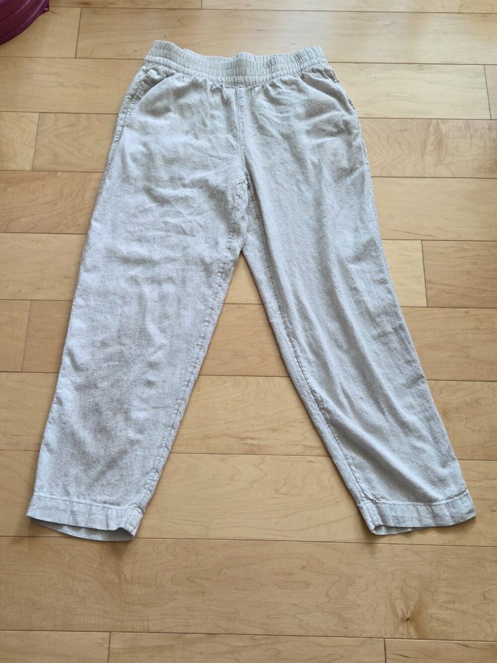 Old Navy sz S Linen Blend High-Rise Straight Comfort Waistband Pockets Pants